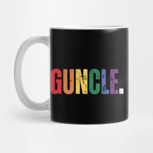 GUNCLE. Distressed rainbow coloured font Mug